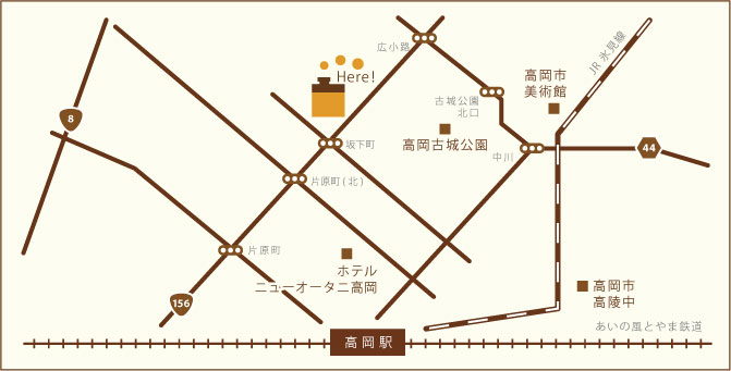 宿カリチーズケーキ 高岡赤レンガ店地図